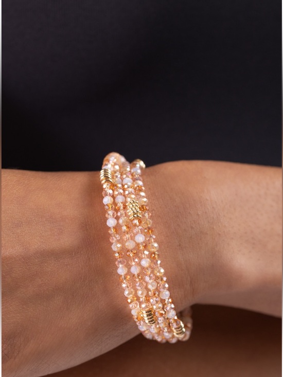 Jewelry - Delicate Pink and Gold Multi-Strand Beaded Bracelet